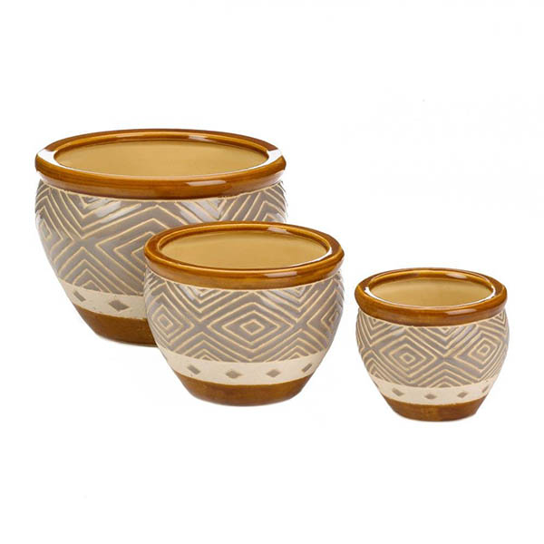 Earth Tone Trim Planter Trio