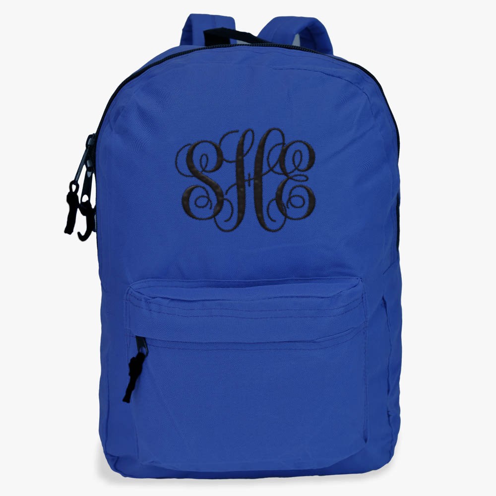 Embroidered Script Monogram Backpack