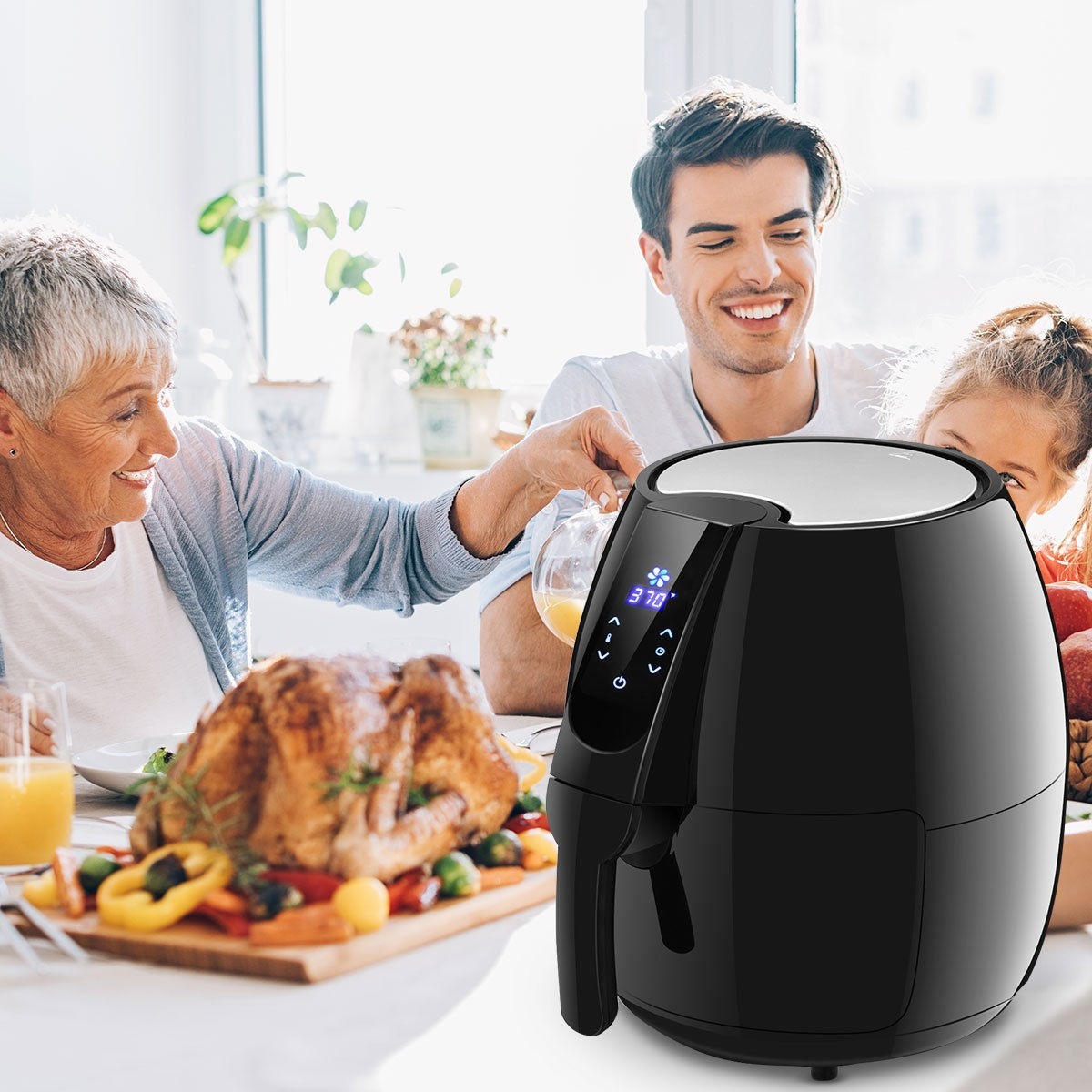 1500 W 4.8 Quart Electric LCD Touch Screen Timer Air Fryer