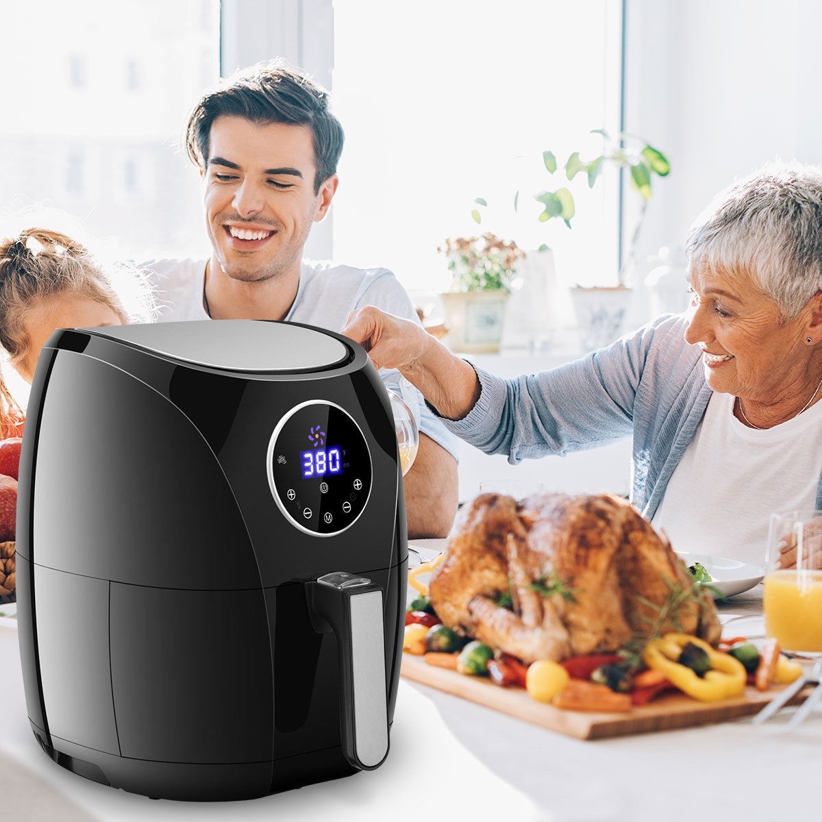 1400 W 7-In-1 Touch Screen Timer Electric Air Fryer