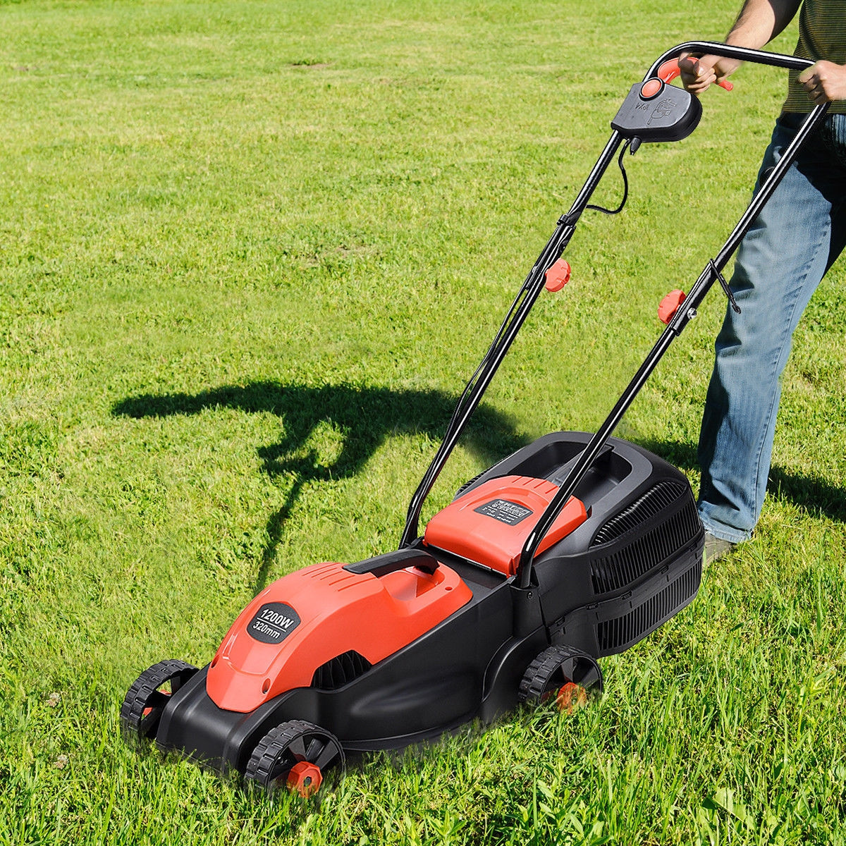 14 In. Electric Push Lawn Corded Mower With Grass Bag