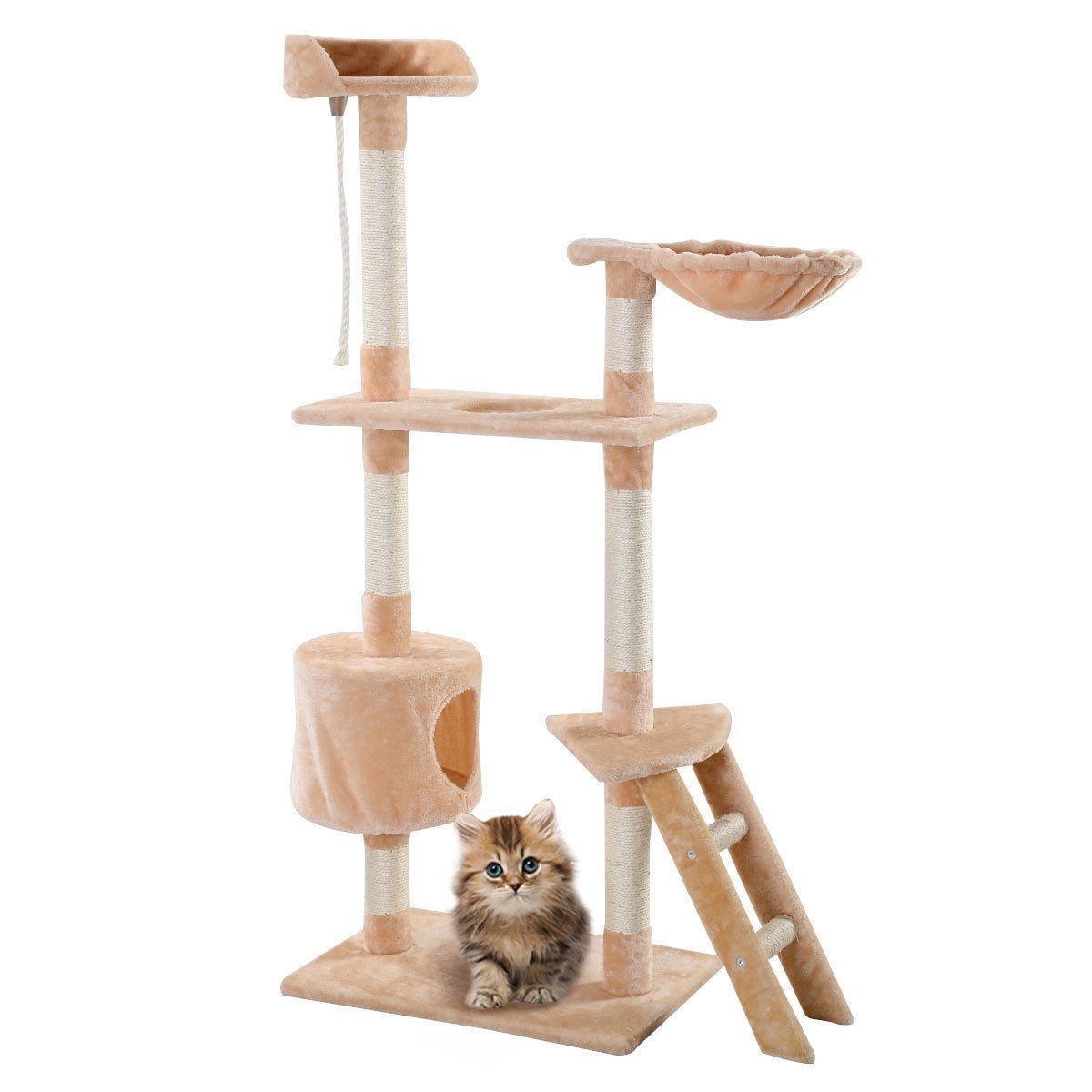 60 In. Cat Tree Tower Kitten Hammock Condo