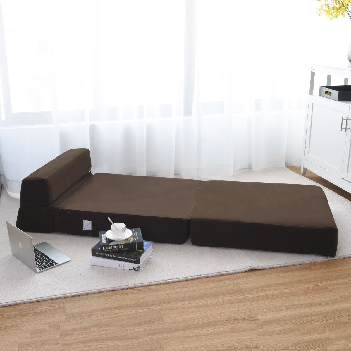 Tri - Fold Folding Chair Convertible Sleeper Bed Chair