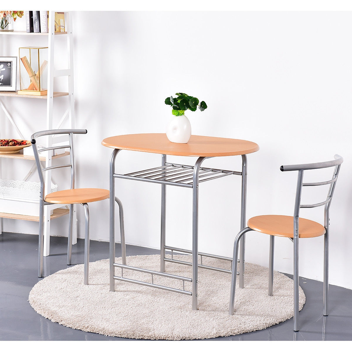 3 Pcs Home Bistro Table And 2 Chairs Dining Set