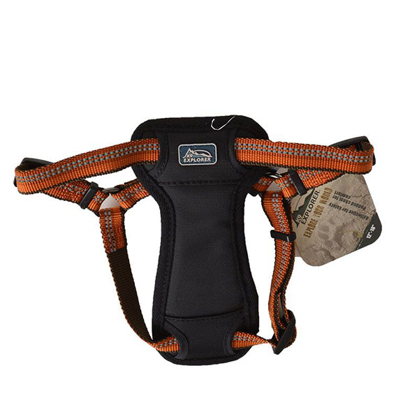 K9 Explorer Reflective Adjustable Padded Dog Harness - Campfire Orange - Fits 12 in. - 18 in. Girth