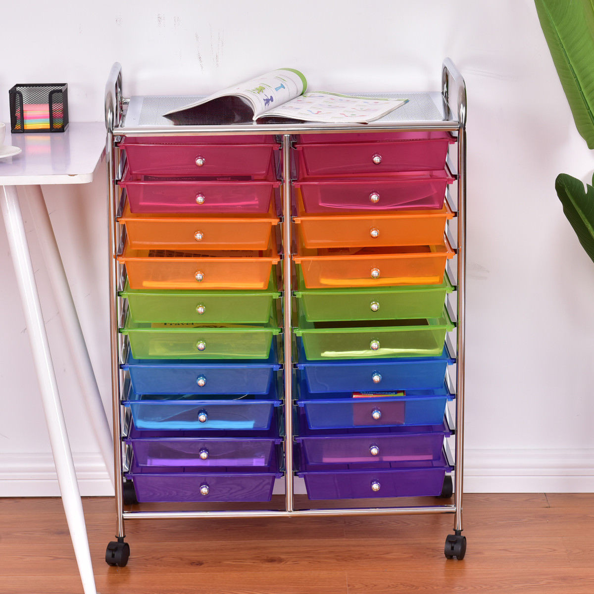 20 Drawers Rolling Cart Storage Scrapbook Paper Studio Organizer Bins Clear