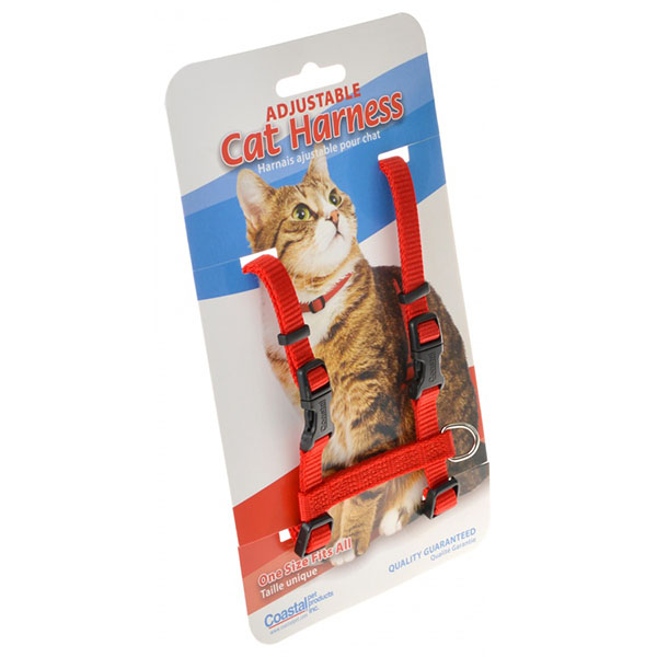 Tuff Collar Nylon Adjustable Cat Harness - Red - Girth Size 10 in. - 18 in. - 2 Pieces