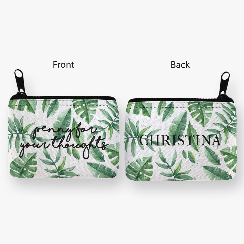 Green Leaves Personalized Coin Purse