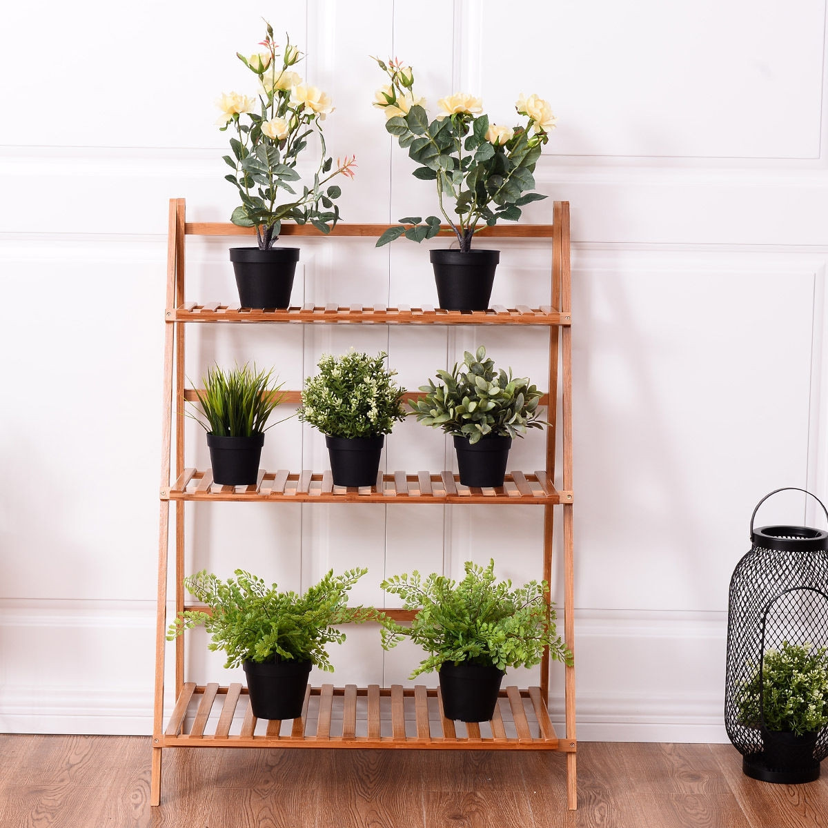 3-Tier Folding Bamboo Flower Shelf