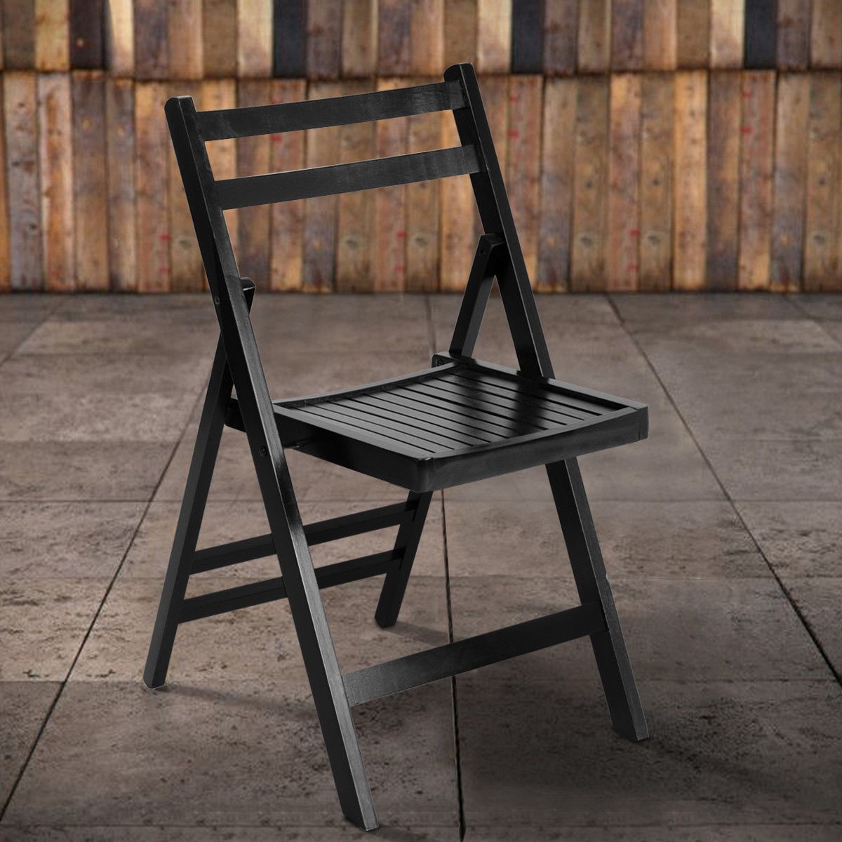 Set Of 4 Solid Wood Folding Chairs