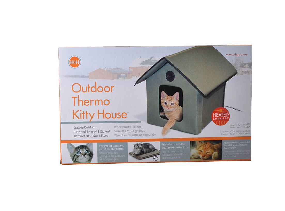 K and H Outdoor Kitty House - Heated - Heating Pad Included - 22 L x 18 W x 17 H