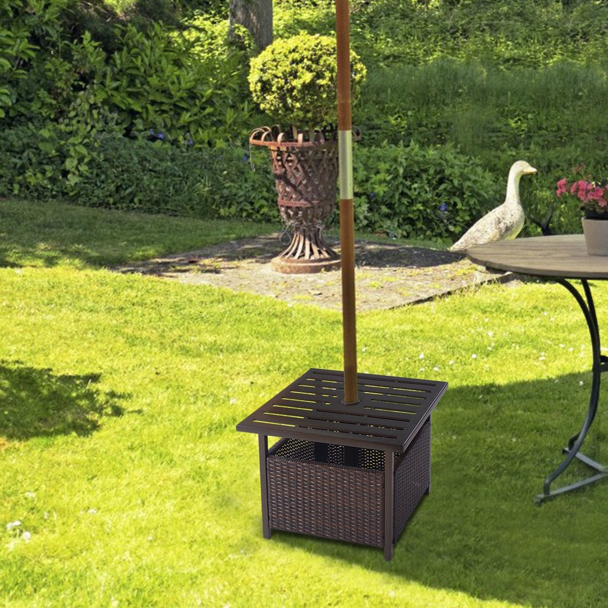 Outdoor Patio Rattan Wicker Steel Side Deck Table