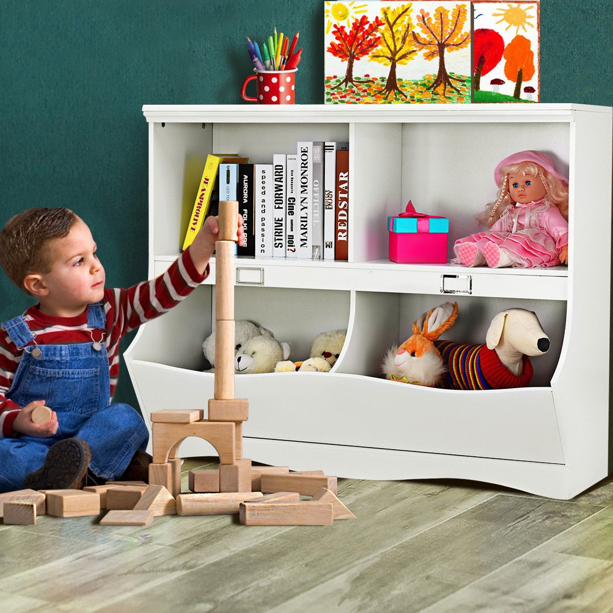 Children Storage White Bookcase Toy Organizer