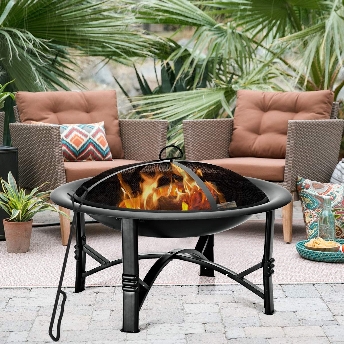 30 In. Outdoor Fire Pit BBQ Portable Patio Garden Grill