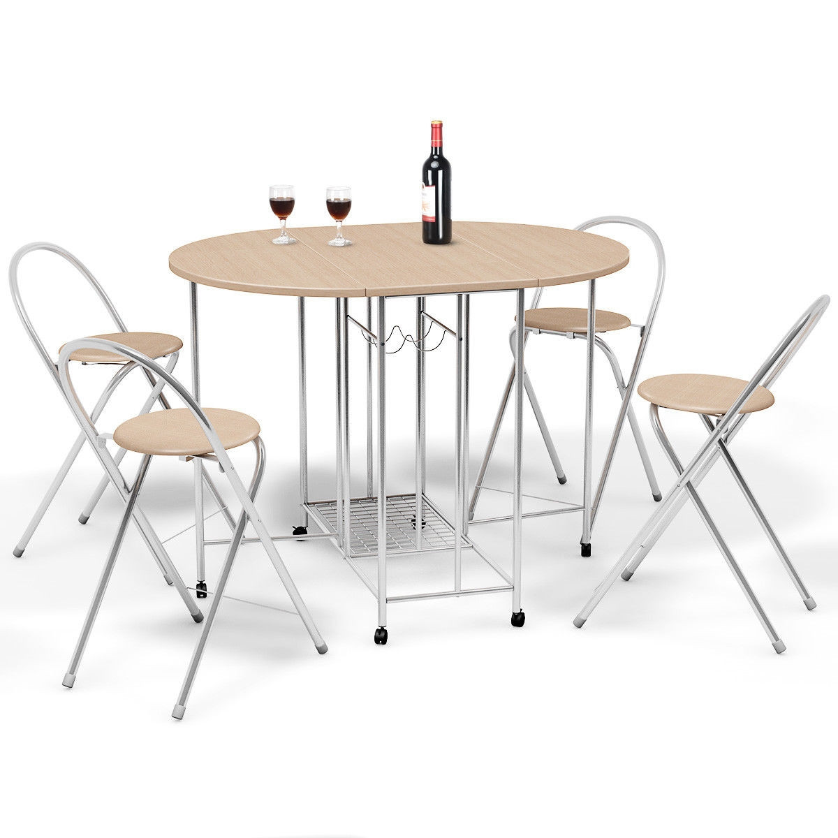 5 Pcs Foldable Dining Set 1 Table and 4 Chairs