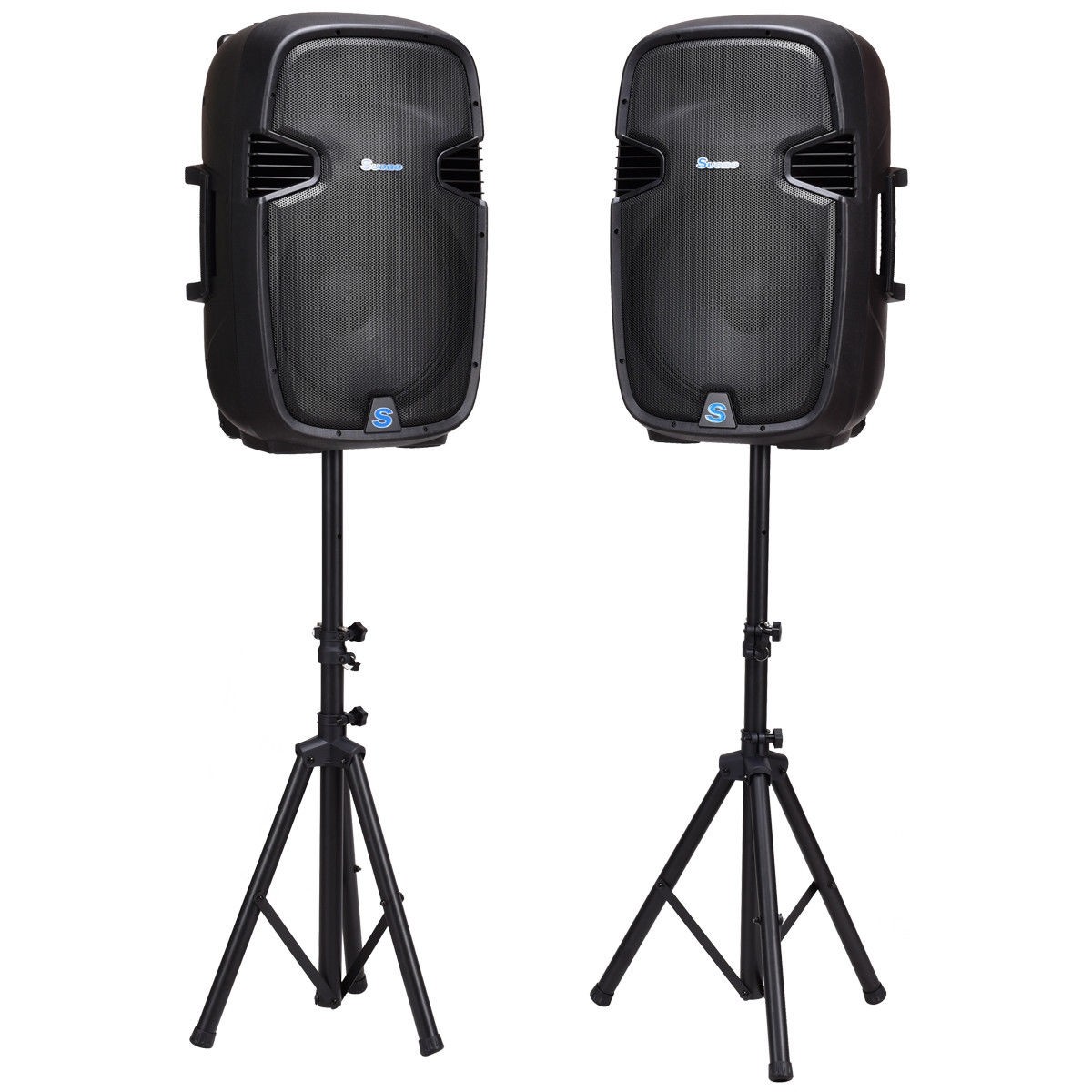 Dual 15 In. 3000 W Powered Speakers With Bluetooth