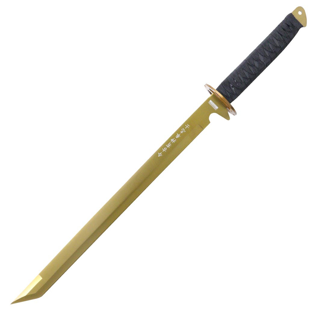 26 in. Stainless Steel Gold Blade Sword with Sheath