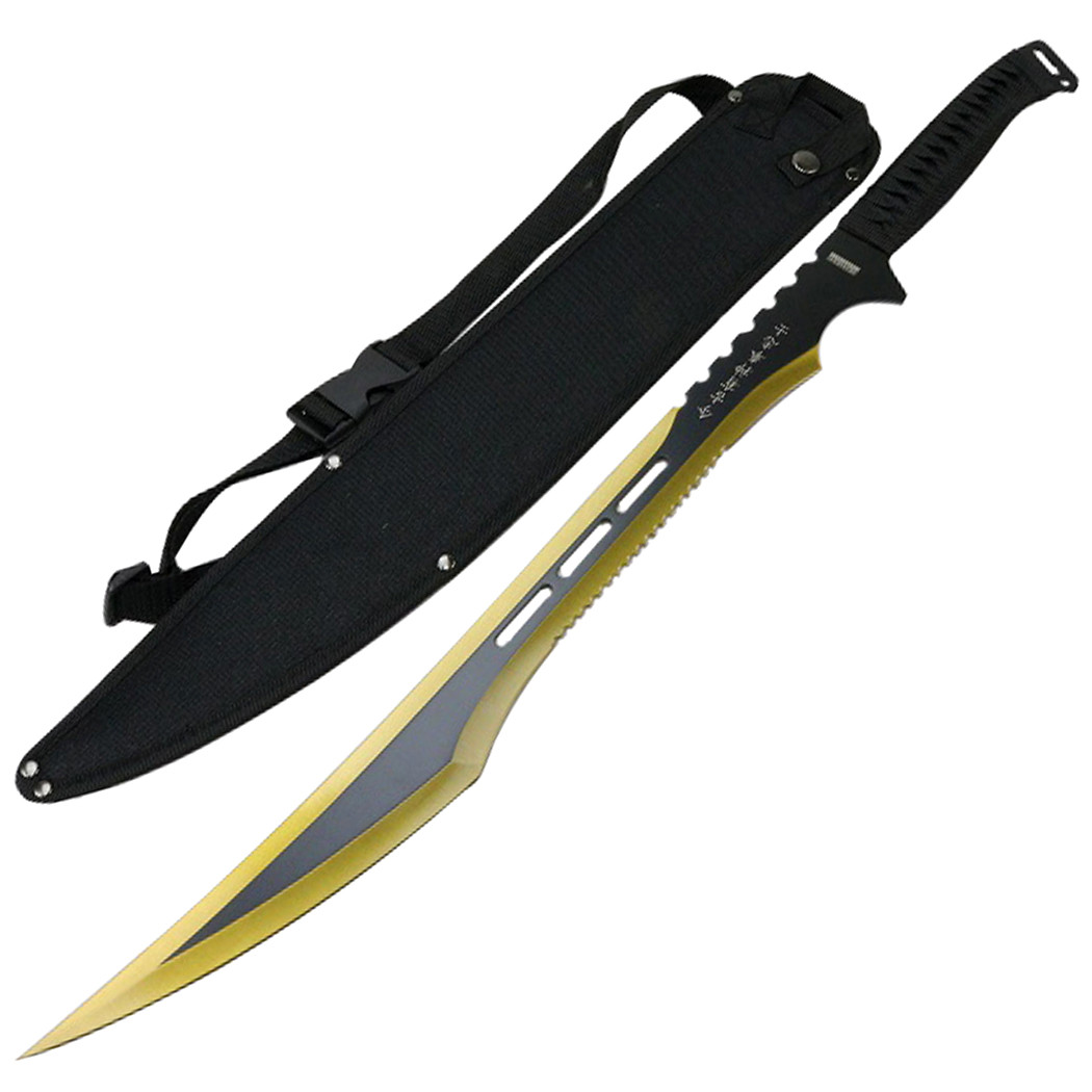 27 in. Gold Stainless 2 Tone Blade Sword with Sheath