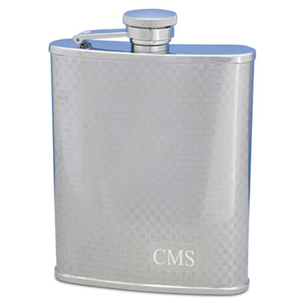 Personalized Textured 8 oz Hip Flask In Stainless Steel