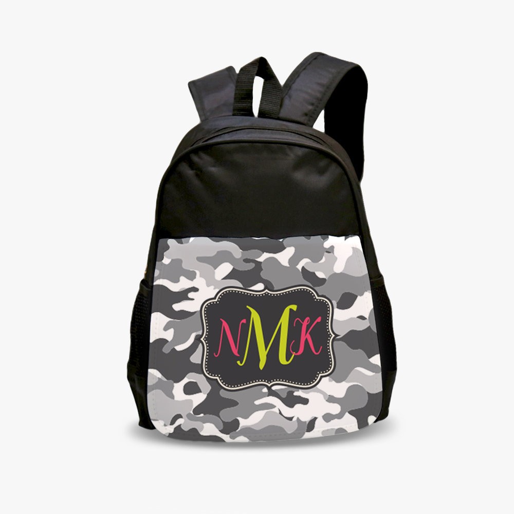 Kids Monogram Black Camouflage Backpack