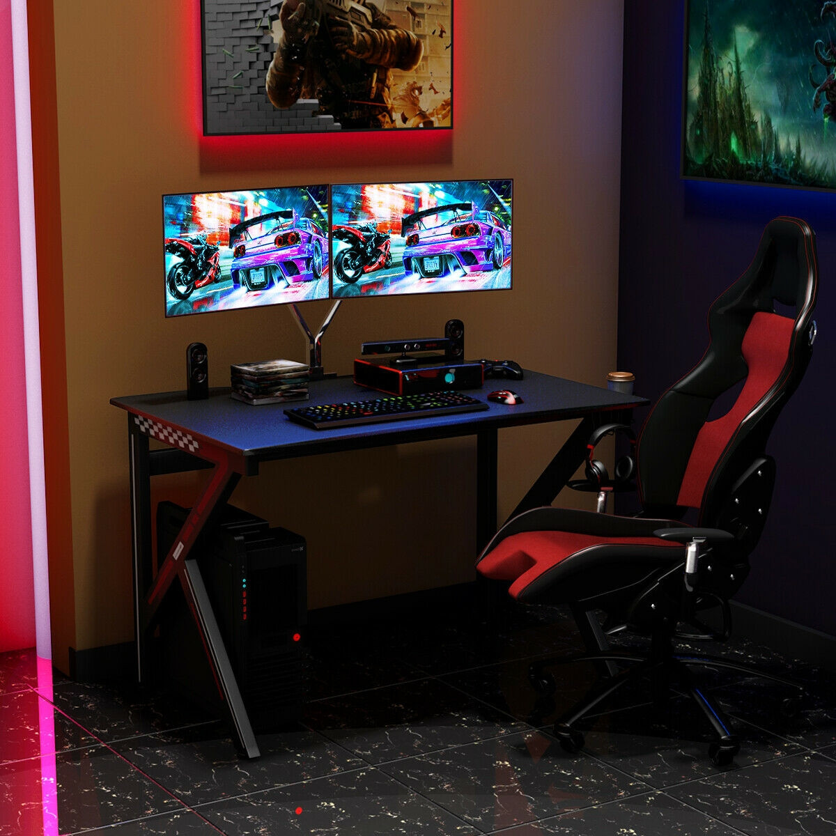 K-Shaped E-Sports Gaming Desk Gamers Computer Table