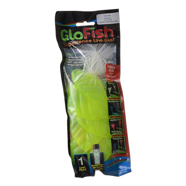 Glofish Color Changing Aquarium Plant - Yellow - Large - 1 Pack - 4 Pieces