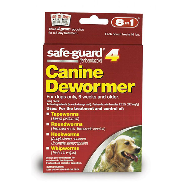 8 in 1 Pet Products Safe-Guard 4 Canine Dewormer - Large Dog - 3 x 4 Grams