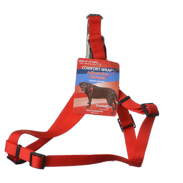 Tuff Collar Comfort Wrap Nylon Adjustable Harness - Red - Large - Girth Size 26 in. - 40 in.