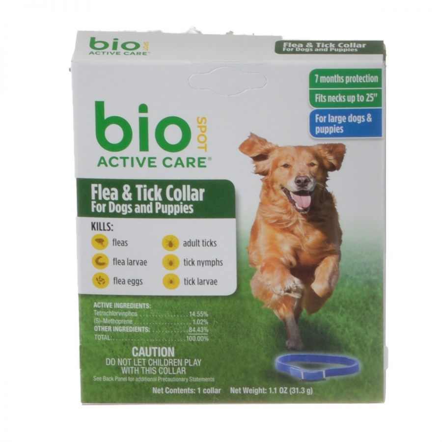 Bio Spot Active Care Flea and Tick Collar for Dogs - Large - 1 Pack - Necks up to 25 - 3 Pieces