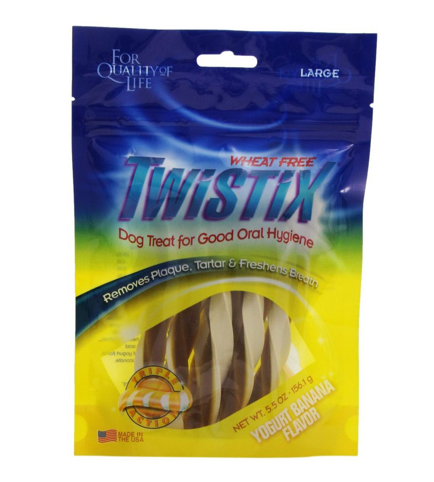 Twistix Wheat - Free Yogurt and Banana Dental Dog Treats - Large 5.5 oz