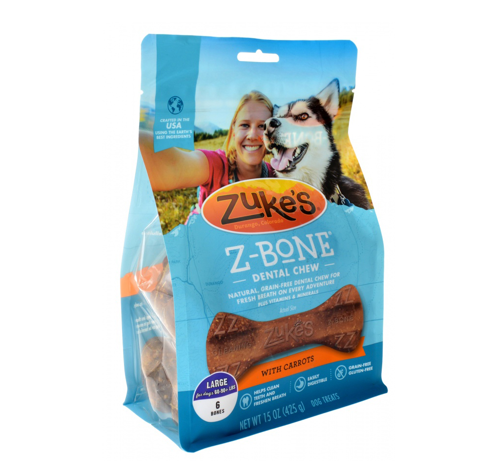 Zukes Z - Bones Dental Chews - Clean Carrot Crisp - Large 6 Pack - 15 oz