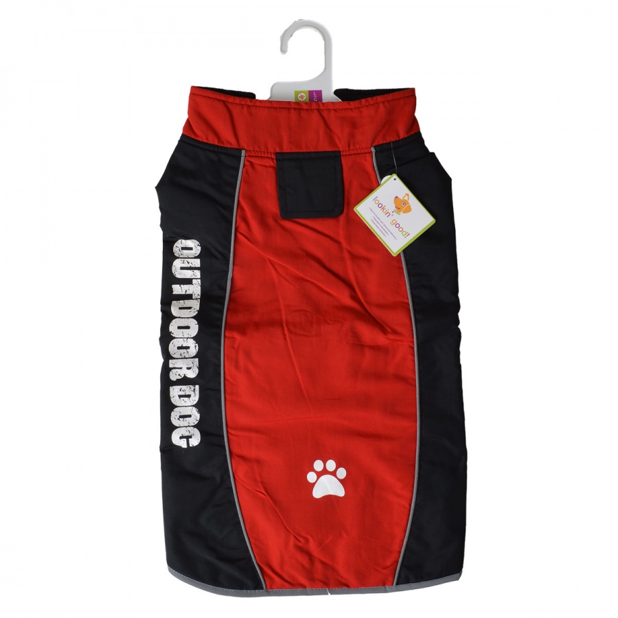 Fashion Pet Outdoor Dog All Weather Jacket - Red - Large - Fits 19 - 24 Neck to Tail
