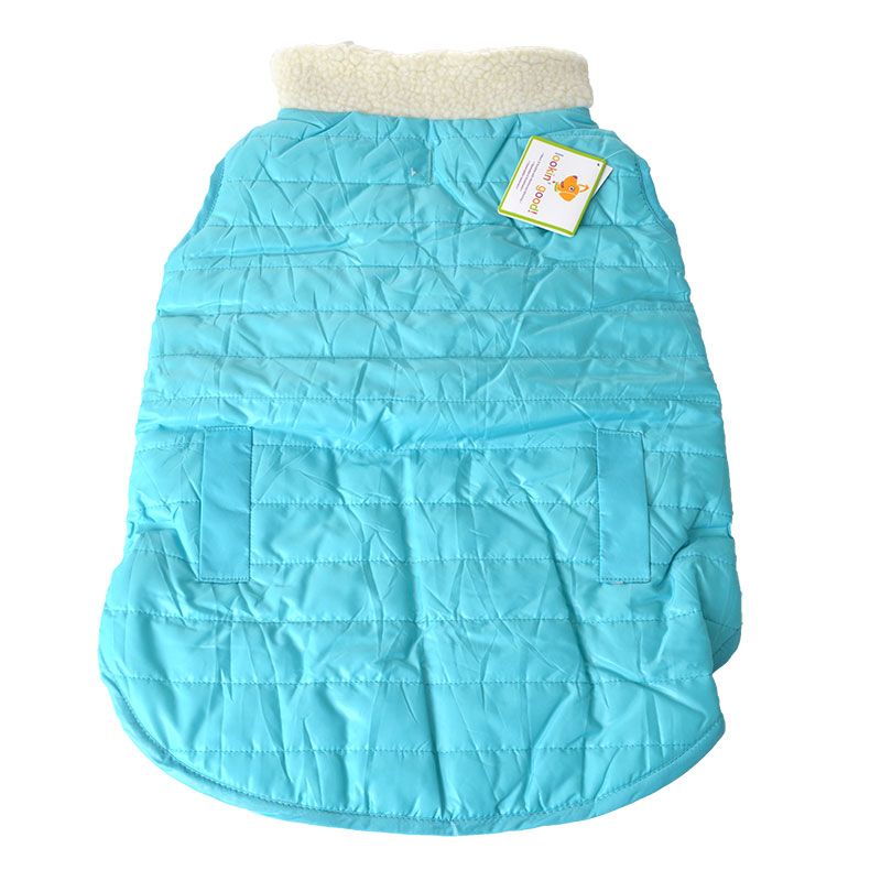 Lookin Good Reversible Puffy Dog Coat - Blue - Large - Fits 19 -24 Neck to Tail
