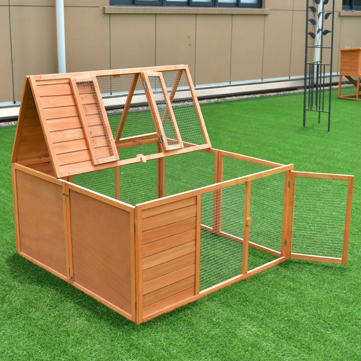 47 In. Wooden Small Animals Cage with Two Doors