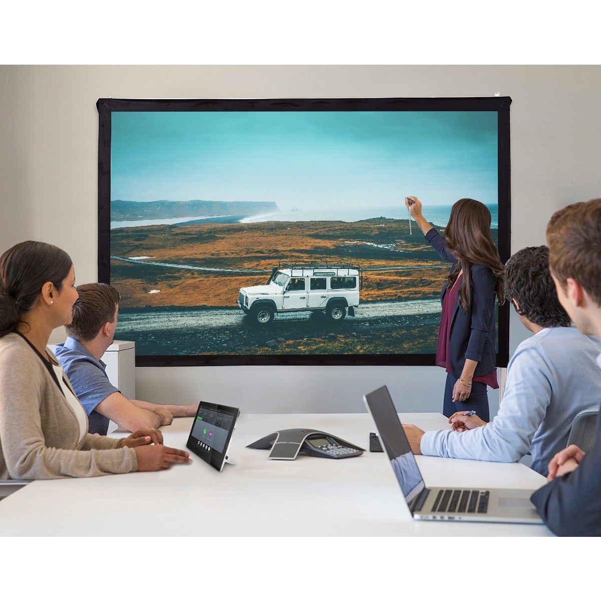 100 In. Standing Portable Fast Folding Projector Screen W / Carry Bag