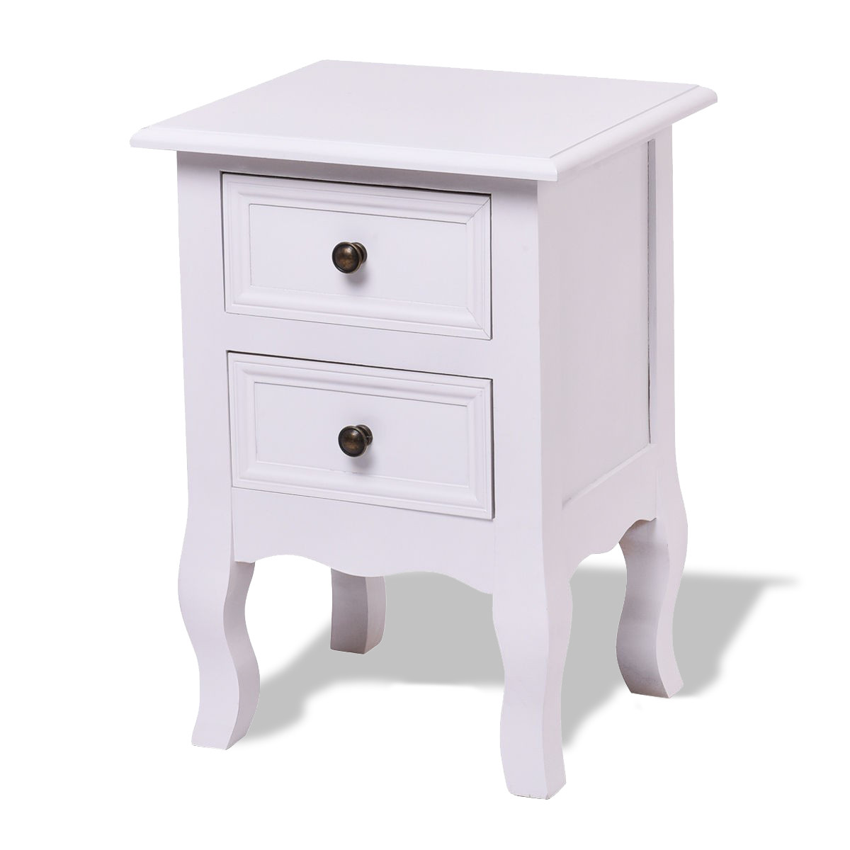Paulownia Wood 2-Drawer Nightstand With Curved Legs