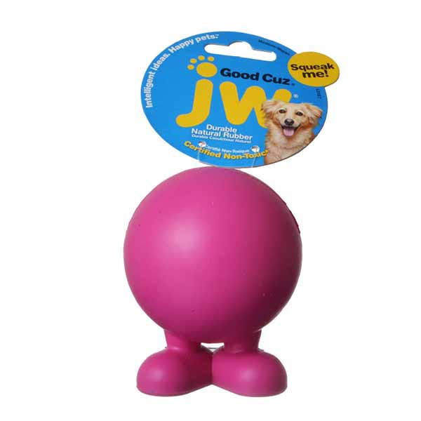 JW Pet Good Cuz Rubber Squeaker Dog Toy - Medium - 4 in. Tall - 4 Pieces