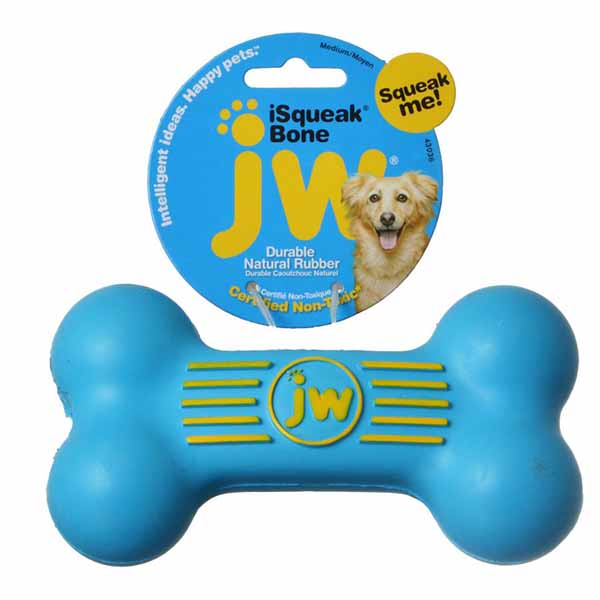 JW Pet i Squeak Bone - Rubber Dog Toy - Medium - 5.5 in. Long - 2 Pieces