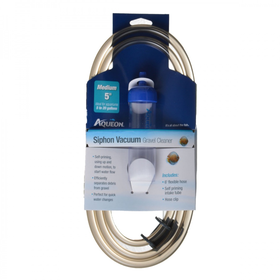 Aqueous Siphon Vacuum Gravel Cleaner - Medium - 5 in. Tube with 6 in. Hose - Aquariums 5-20 Gallons - 2 Pieces