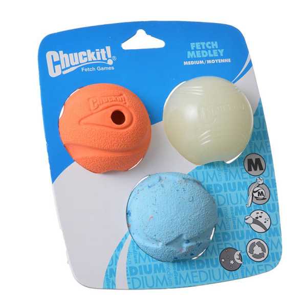 Chuck-it Fetch Medley Balls - Medium Ball - 2.25 in. Diameter - 3 Pack