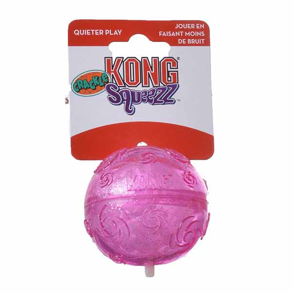 Kong Squeeze Crackle Ball Dog Toy - Medium Ball - 4 Pieces