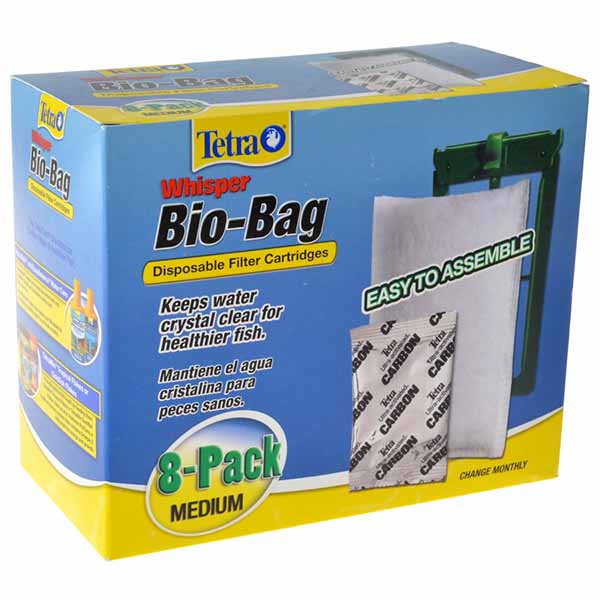 Tetra Bio-Bag Disposable Filter Cartridges - Medium - For Whisper 10, 10 in,, E, J and Micro Power Filters 8 Pack
