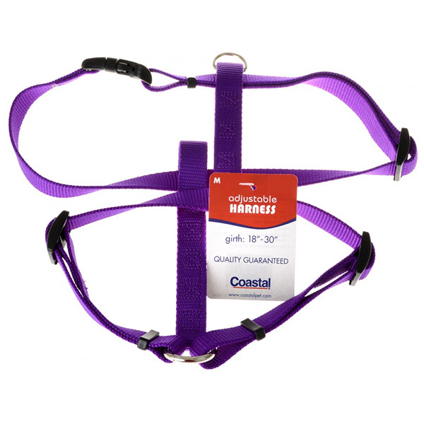 Coastal Pet Nylon Adjustable Harness - Purple - Medium - Girth Size 18 in. - 30 in.
