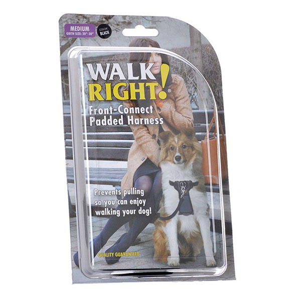 Coastal Pet Walk Right Padded Harness - Black - Medium - Girth Size 20 in. - 30 in.