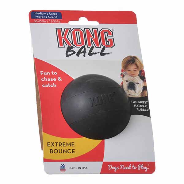 Kong Extereme Ball - Black - Medium/Large - Solid Ball - Dogs 35-85 lbs - 3 in. Diameter