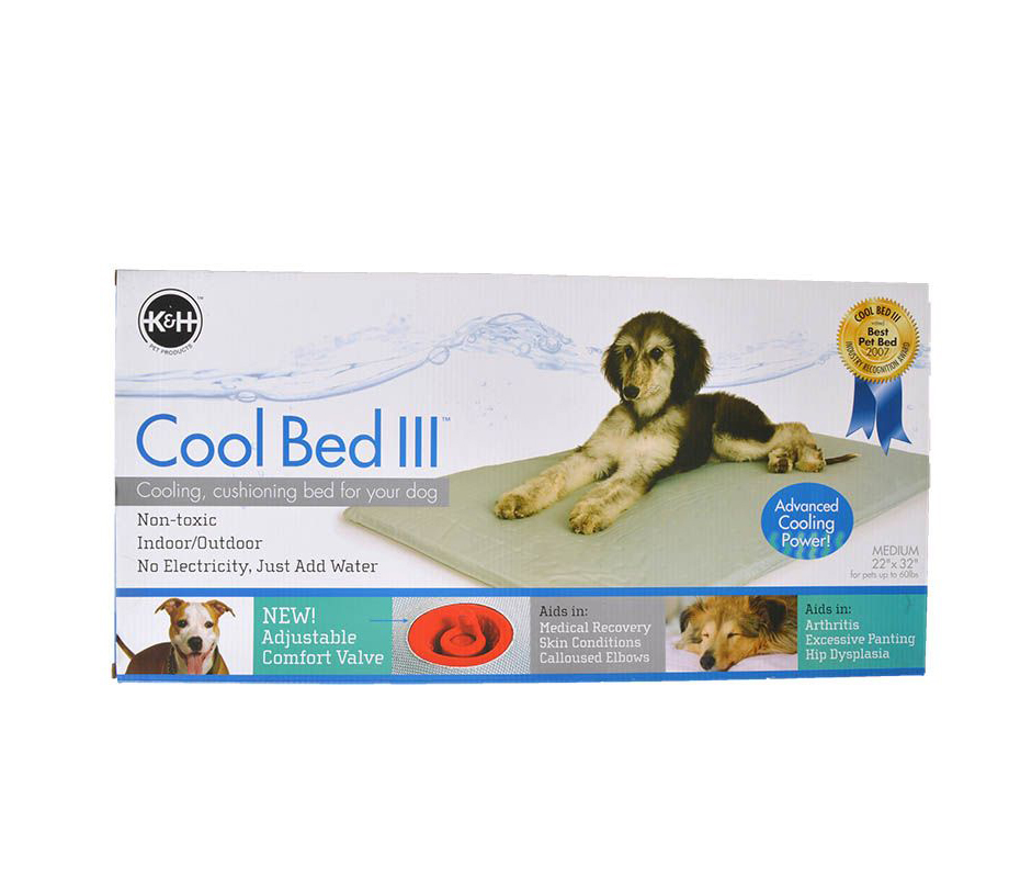 K and H Pet Products Cool Bed III with Gray Cushion - Medium - 32 Long x 22 Wide For Dogs up to 60 lbs