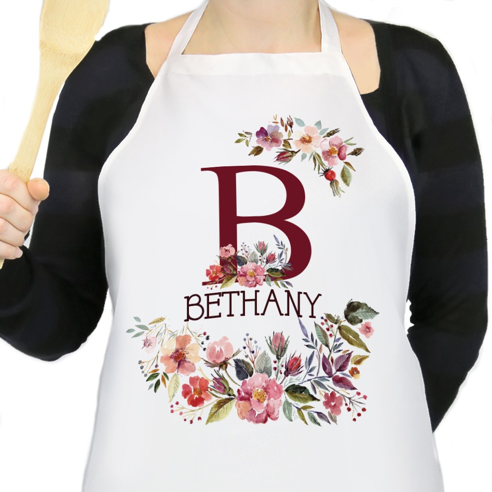 Personalized Floral Design Name Apron