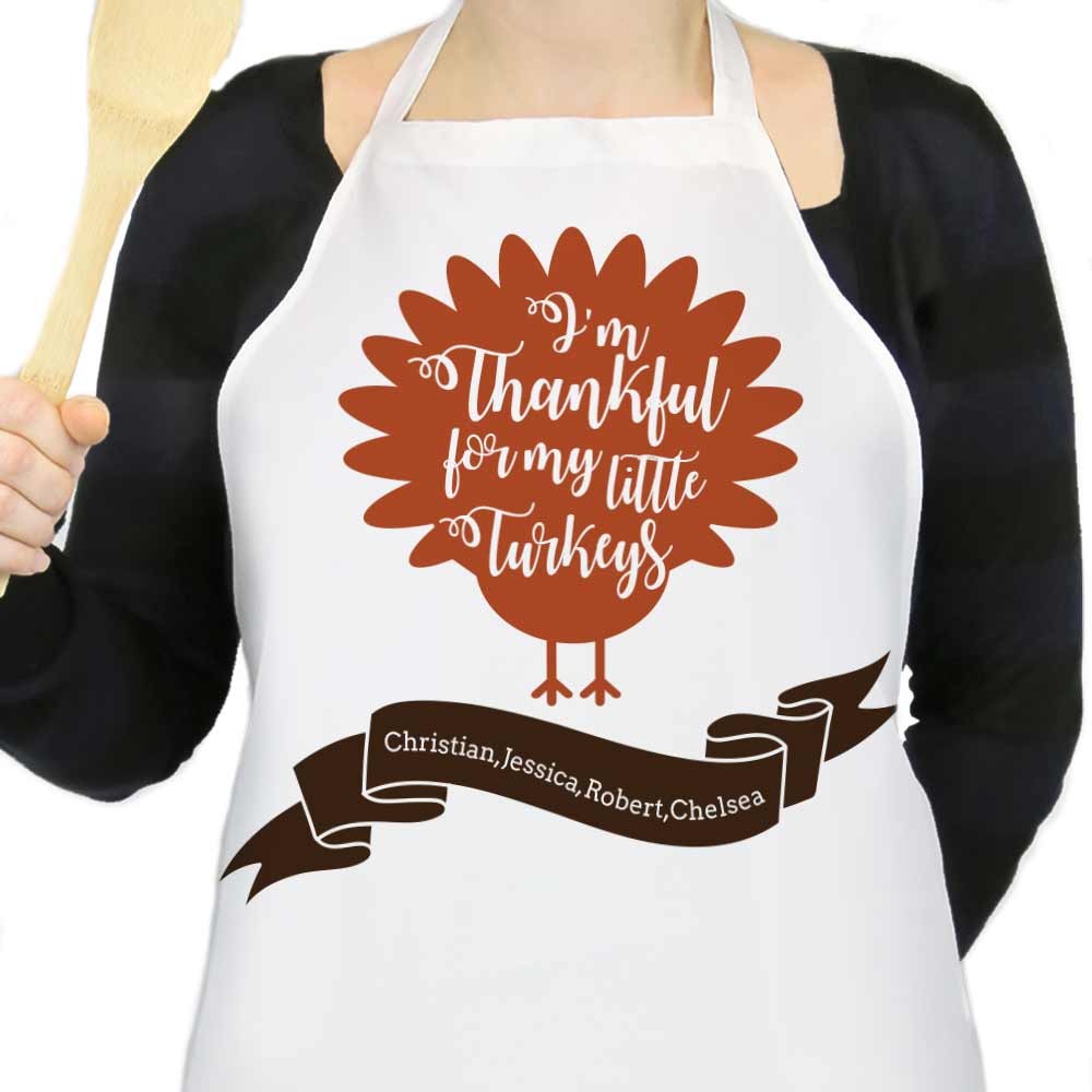 Personalized I'm Thankful For My Little Turkeys Apron