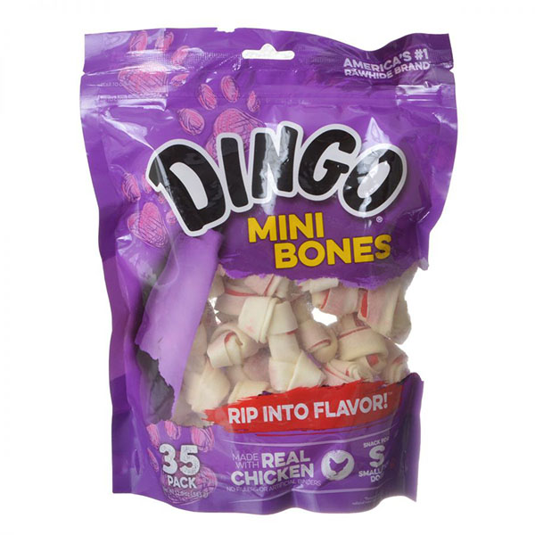 Dingo Meat in the Middle Rawhide Chew Bones - Mini - 2.5 in. - 35 Pack