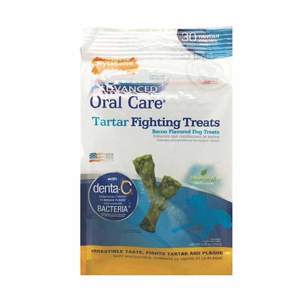 Nylabone Advanded Oral Care Tartar Fighting Dog Treats - Bacon Flavor - Mini - 30 Pack - 2 Pieces
